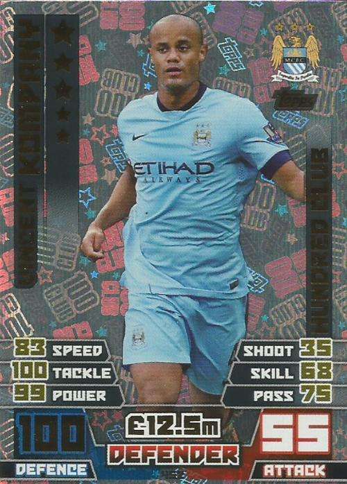 VINCENT KOMPANY - MATCH ATTAX 2014/2015 - "CLUB 100" TRADING CARD 452
