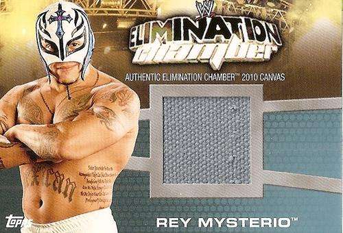 REY MYSTERIO   - "WWE SUPERSTARS" - "ELIMINATION CHAMBER" GENUINE "RELIC SWATCH"  CARD