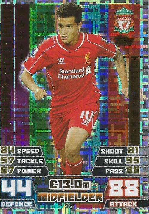 PHILIPPE COUTINHO - MATCH ATTAX 2014/2015 - "MAN of the MATCH" CARD