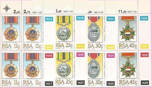 SOUTH AFRICA 1984 - SACC 577-580 - "MILLITARY DECORATIONS" - SET of 4 CONTROL BLOCKS - UM