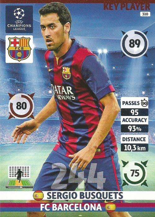 SERGIO BUSQUETS - CHAMPIONS LEAGUE  2014/15 - "KEY PLAYER" FOIL CARD