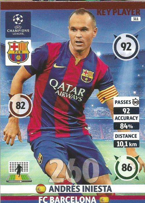 ANDRES INIESTA - CHAMPIONS LEAGUE  2014/15 - "KEY PLAYER" FOIL CARD