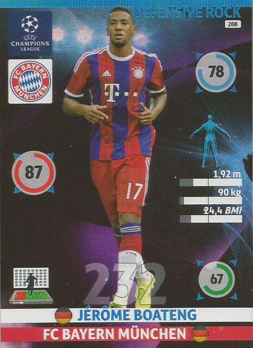 CHAMPIONS LEAGUE  2014/15 - JEROME BOATENG "DEFENSIVE ROCK" CARD