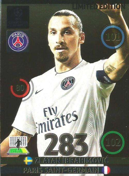 CHAMPIONS LEAGUE  2014/15 - ZLATAN IBRAHIMOVIC "LIMITED EDITION" CARD