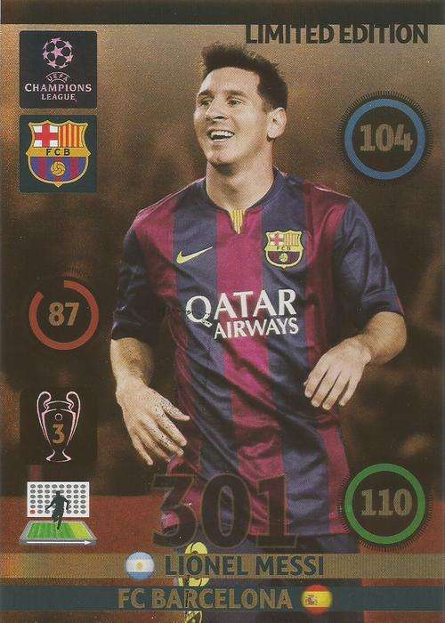 LIONEL MESSI - PANINI `CHAMPIONS LEAGUE` 2014/15 - RARE XXL JUMBO `LIMITED EDITION` TRADING CARD
