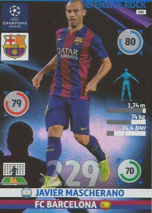 CHAMPIONS LEAGUE  2014/15 - JAVIER MASCHERANO "DEFENSIVE ROCK" CARD