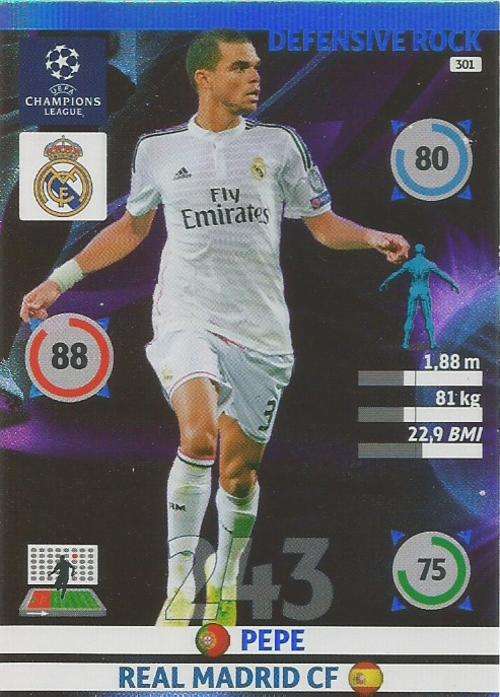 CHAMPIONS LEAGUE  2014/15 - PEPE "DEFENSIVE ROCK" CARD