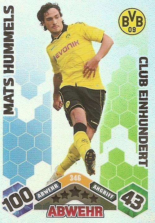 MATCH ATTAX 2010/11 BUNDESLIGA - MATS HUMMELS "CLUB 100" CARD