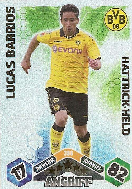 MATCH ATTAX 2010/11 BUNDESLIGA - LUCAS BARRIOS "HAT TRICK HERO" CARD