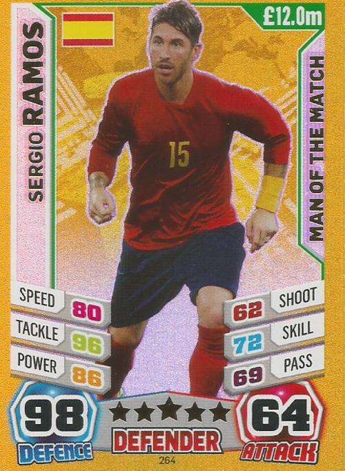 SERGIO RAMOS - TOPPS FIFA WORLD CUP 2014 COLLECTION - FOIL "MAN of the MATCH" CARD