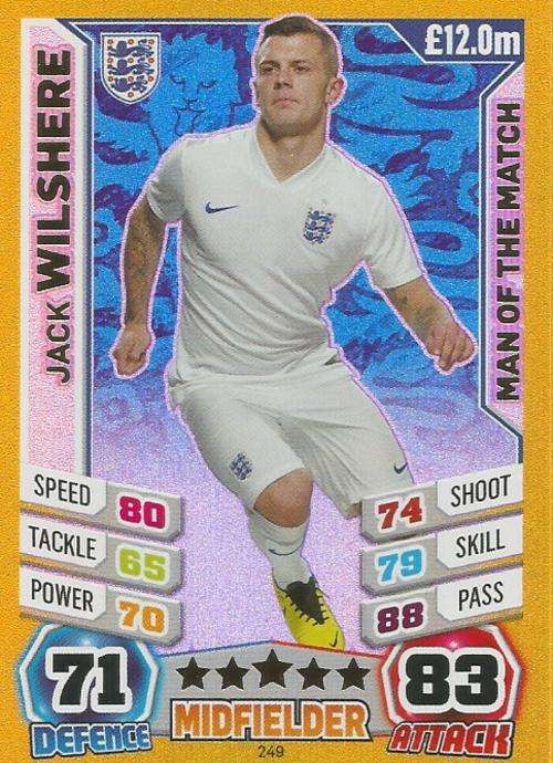 WORLD CUP 2014 "MATCH ATTAX" - JACK WILSHERE "MAN of the MATCH" CARD