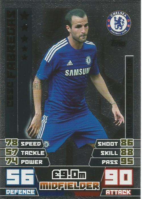 CESC FABREGAS - TOPPS `MATCH ATTAX` 2014/2015 - `SILVER` LIMITED EDITION CARD