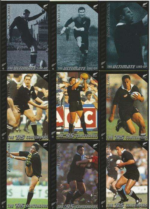 ALL BLACKS RUGBY UNION "1995 WORLD CUP CONTENDERS"- COMPLETE 55 CARD SET - NO BINDER