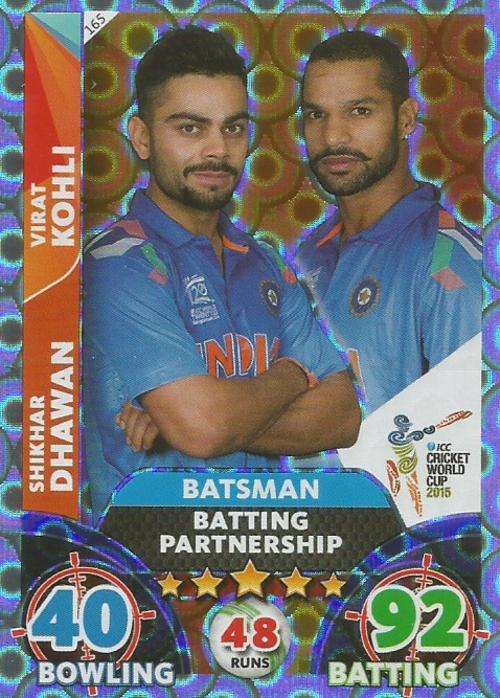 S DHAWAN/V KHOLI - ICC CRICKET WORLD CUP 2015 - "DUO" SILVER CARD