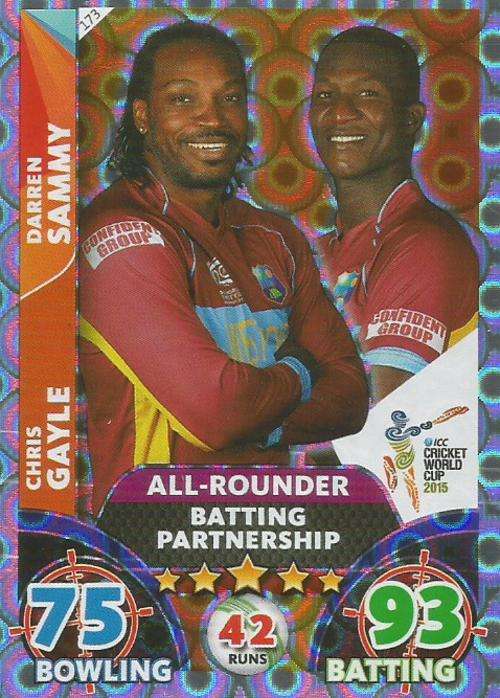 CHRIS GAYLE/DARREN SAMMY - ICC CRICKET WORLD CUP 2015 - `DUO` SILVER TRADING CARD 173