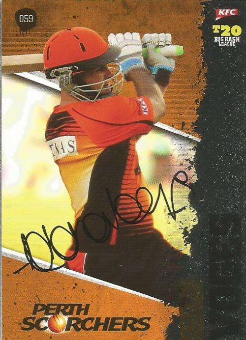 ADAM VOGES - "CRICKET KFC BIG BASH 2012/13" "AUTOGRAPHED" CARD