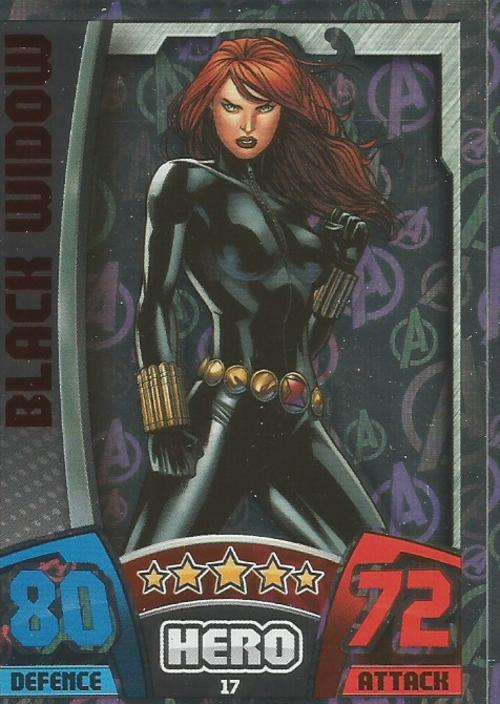BLACK WIDOW - MARVEL HERO ATTAX `AVENGERS` 2015 -  `AVENGERS HOLOGRAPHIC` FOIL TRADING CARD 17