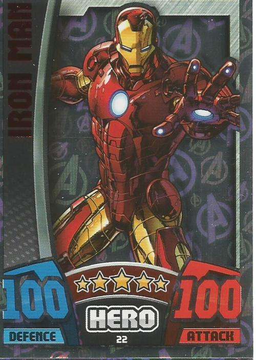 IRON MAN - MARVEL HERO ATTAX `AVENGERS` 2015 - CLUB 100 `AVENGERS HOLOGRAPHIC` FOIL TRADING CARD 22