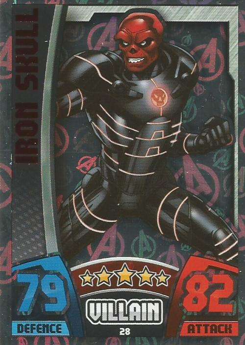 IRON SKULL - MARVEL HERO ATTAX `AVENGERS` 2015 -  `AVENGERS HOLOGRAPHIC` FOIL TRADING CARD 28
