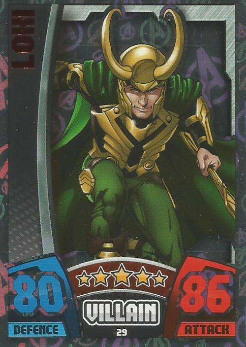 LOKI - MARVEL HERO ATTAX `AVENGERS` 2015 -  `AVENGERS HOLOGRAPHIC` FOIL TRADING CARD 29