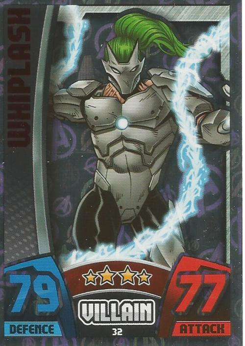 WHIPLASH - MARVEL HERO ATTAX `AVENGERS` 2015 -  `AVENGERS HOLOGRAPHIC` FOIL TRADING CARD 32