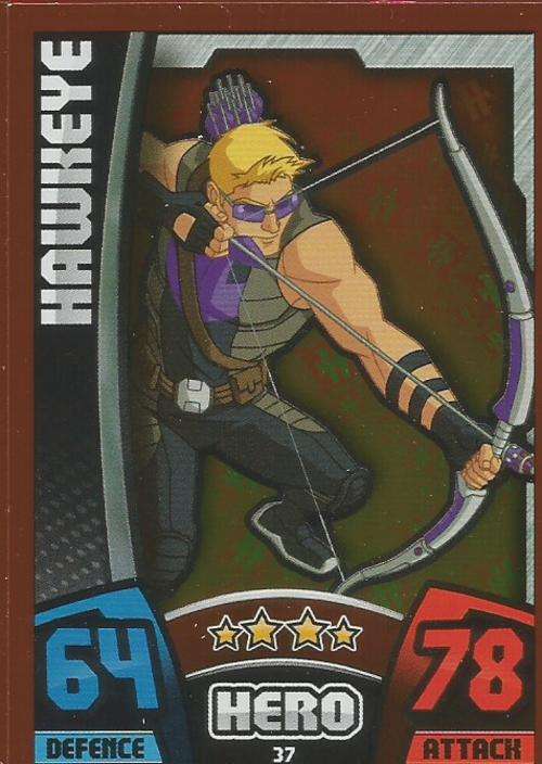 HERO ATTAX "AVENGERS" 2015 - HAWKEYE "MIRROR" FOIL TRADING CARD 37