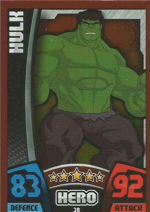 HERO ATTAX "AVENGERS" 2015 - HULK "MIRROR" FOIL TRADING CARD 38