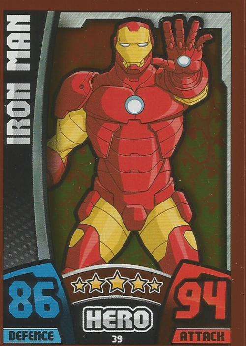 HERO ATTAX "AVENGERS" 2015 - IRON MAN "MIRROR" FOIL TRADING CARD 39