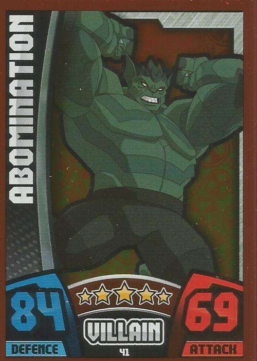 HERO ATTAX "AVENGERS" 2015 - ABOMINATION "MIRROR" FOIL TRADING CARD 41