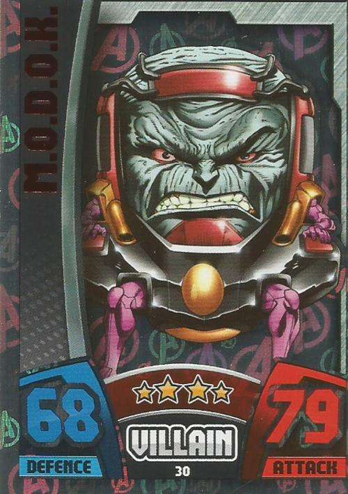 MODOK - MARVEL HERO ATTAX `AVENGERS` 2015 -  `AVENGERS HOLOGRAPHIC` FOIL TRADING CARD 30