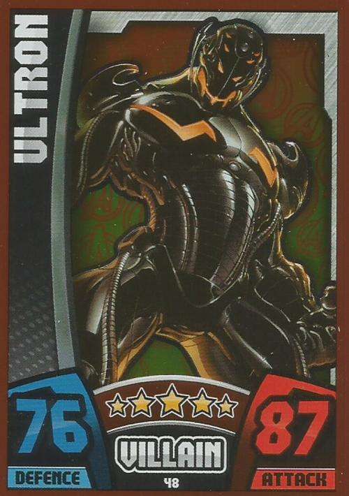 HERO ATTAX "AVENGERS" 2015 - ULTRON "MIRROR" FOIL TRADING CARD 48
