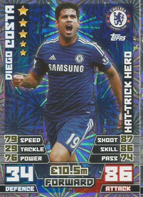DIEGO COSTA - MATCH ATTAX EXTRA 2015 - "HAT TRICK HERO" CARD