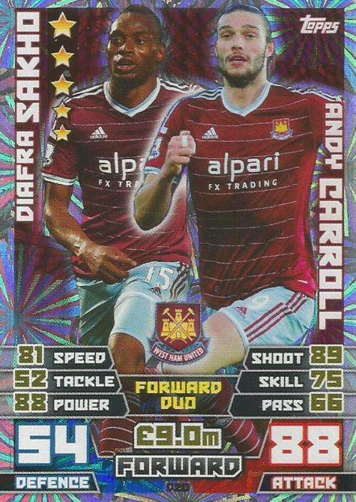 WEST HAM UNITED - MATCH ATTAX EXTRA 2015 - "DUO" FOIL CARD