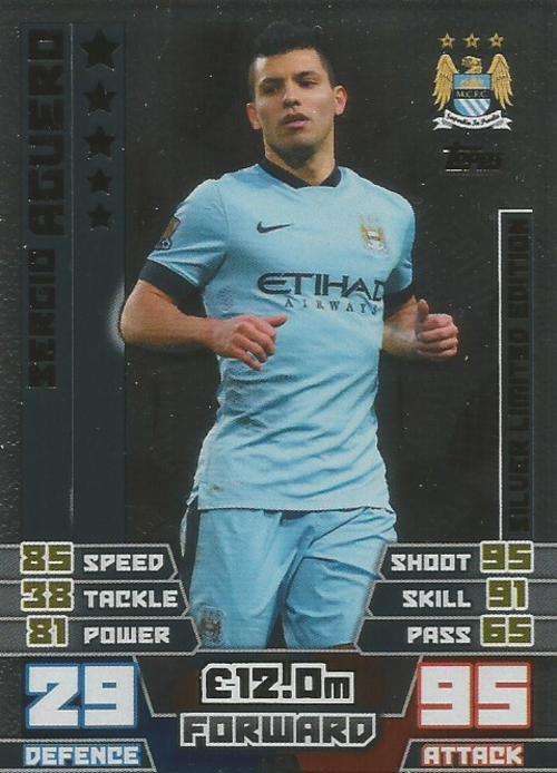SERGIO AGUERO - MATCH ATTAX "EXTRA" 2015 - "SILVER" LIMITED EDITION CARD