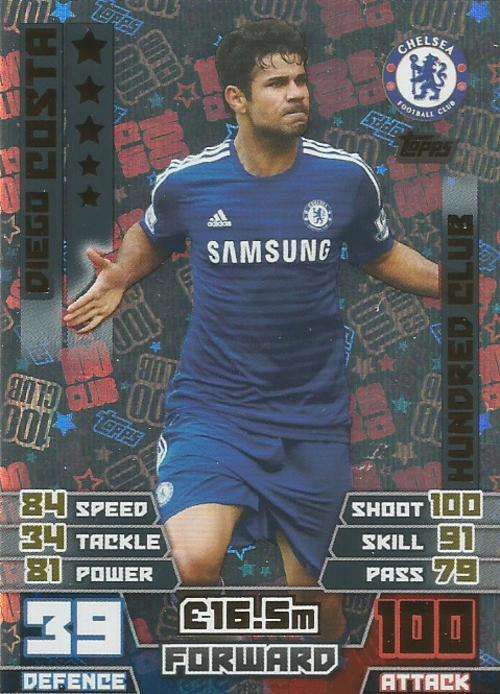 DIEGO COSTA  - MATCH ATTAX "EXTRA" 2015 - "CLUB 100" CARD