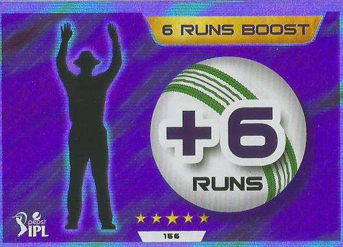 IPL CRICKET ATTAX 2015/16 - "6 RUN BOOST" SILVER TRADING CARD 155