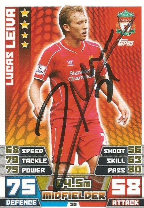 LUCAS LEIVA - LIVERPOOL FC - "MATCH ATTAX 2015" "SIGNED" CARD