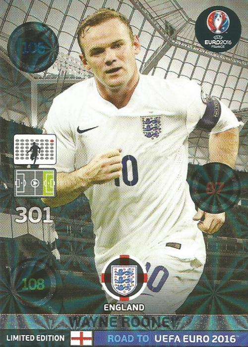 WAYNE ROONEY - PANINI `ROAD to EURO 2016` - `LIMITED EDITION` TRADING CARD