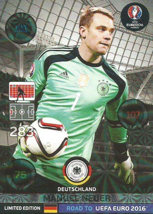 MANUEL NEUER - PANINI "ROAD to EURO 2016" - "LIMITED EDITION" TRADING CARD