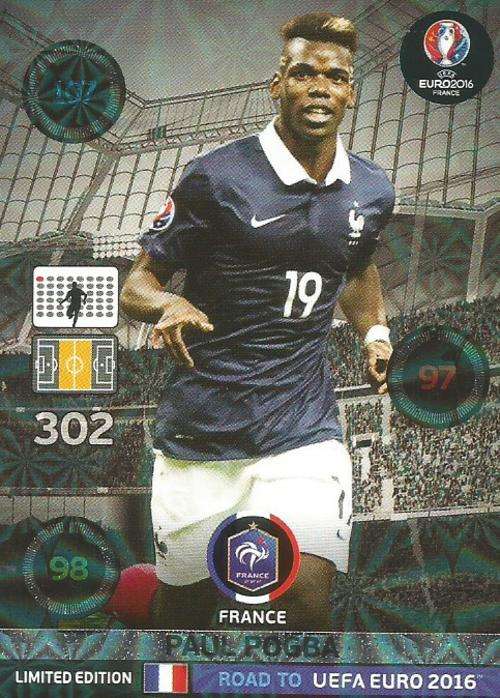 PAUL POGBA - PANINI "ROAD to EURO 2016" - "LIMITED EDITION" TRADING CARD