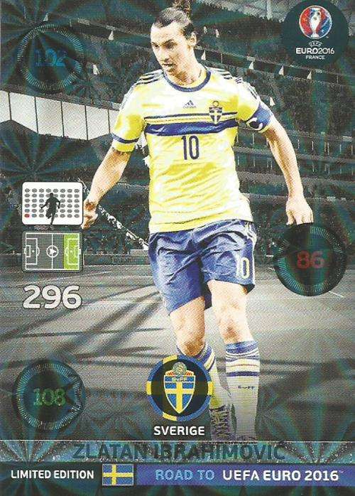 ZLATAN IBRAHIMOVIC - PANINI "ROAD to EURO 2016" - "LIMITED EDITION" TRADING CARD