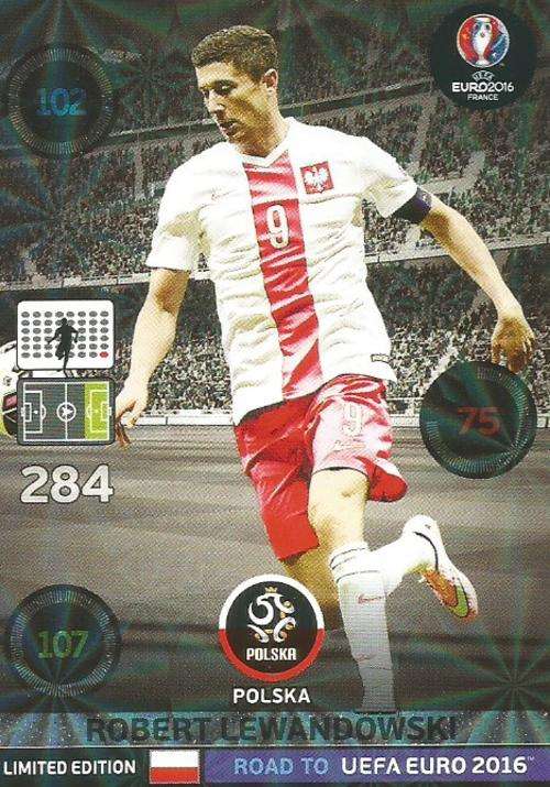 ROBERT LEWANDOWOSKI - PANINI "ROAD to EURO 2016" - "LIMITED EDITION" TRADING CARD
