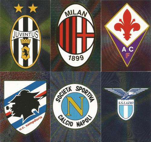 AC MILAN/JUVENTUS - "SERIE A" 98 CALCIO - LOT of 6 "SERIE A" TEAM LOGO's TRADING CARDS
