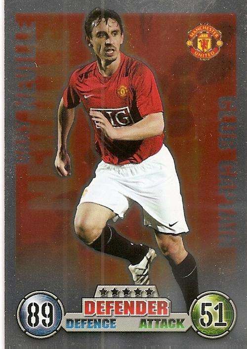 MATCH ATTAX EXTRA 07/08 - GARY NEVILLE `CLUB CAPTAIN` FOIL CARD