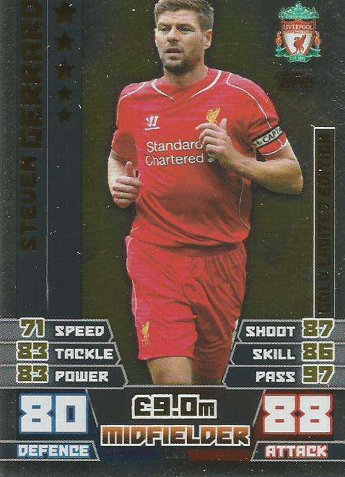 STEVEN GERARD - TOPPS `MATCH ATTAX EXTRA` 2015 - VERY RARE  `GOLD` LIMITED EDITION CARD