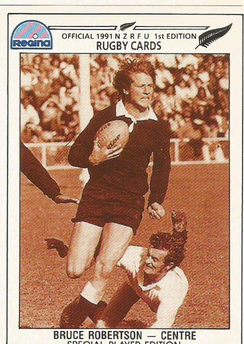 BRUCE ROBERTSON - REGINA "ALL BLACKS RUGBY 1991" - SPECIAL EDITION BASE TRADING CARD 211