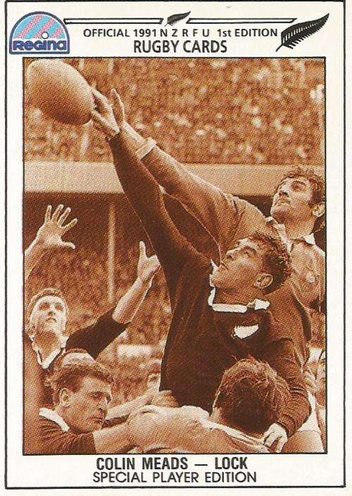 COLIN MEADS - REGINA "ALL BLACKS RUGBY 1991" - SPECIAL EDITION BASE TRADING CARD 204