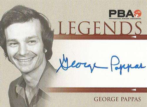 GEORGE PAPPAS - `RITTENHOUSE PBA TENPIN BOWLING` 2008 - CERTIFIED `LEGENDS AUTOGRAPH` TRADING CARD
