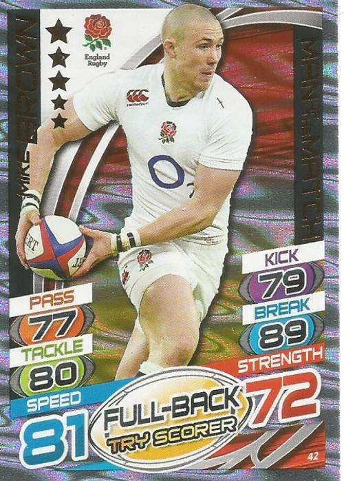 MIKE BROWN - TOPPS `RUGBY WORLD CUP 2015` - GOLD `MAN of the MATCH` TRADING CARD 42