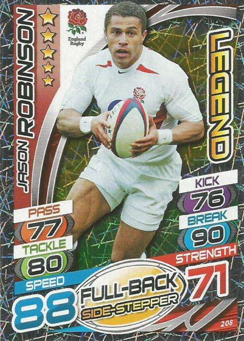 JASON ROBINSON - TOPPS `RUGBY WORLD CUP 2015` - `LEGEND` FOIL TRADING CARD 208